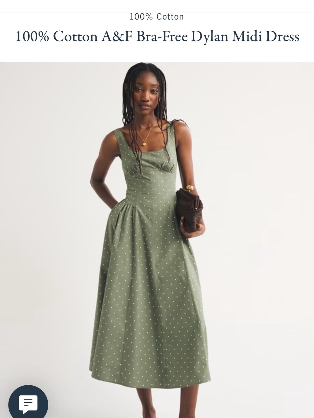 Abercrombie & Fitch Olive Green Polka Dot Dylan Midi Dress New With Tags